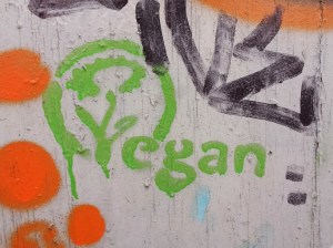 Vegan sign on a wall in Tallin
